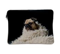 Linen Look Laptop Case for Computers and Tablets - Pug Pug Dog Warm Cute Animals - 14-15 Inches Protective Laptop Sleeve Printed in France