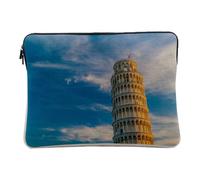 Linen Look Laptop Case - Tower of Pisa Monument Italy World Heritage - 10 Inches Protective Laptop Sleeve Printed in France