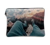 Linen Look Laptop Case with Photo of Legs in the Void Ravine Canyon Landscape Heights - 10 Inches Protective Laptop Sleeve Printed in France