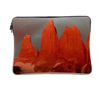 Linen Look Laptop Case with Red Mountain Snow Peaks Landscape Wild Nature 10 Inches Printed in France