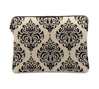 Linen Look Laptop Cover - Damascus Pattern Classic Tapestry Luxury Vintage Antique - 10 Inches Protective Laptop Sleeve Printed in France