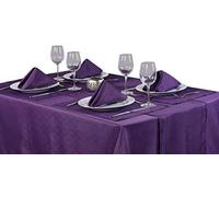 Linen Look Soft Feel Easycare Slubbed Purple 52in x 70in (132cm x 178cm) Oblong (Rectanglular) Tablecloth Approximately. Ideal For 4-6 Place Settings. by Signature Collection