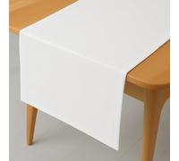 Linen Look Table Runner Square 40 x 100 cm White Washable Water-Repellent Stain Protection Easy Care with Hem Edge