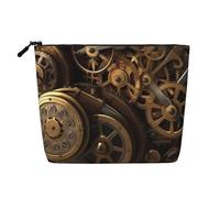 Linen Makeup Bag For Women, Waterproof Travel Cosmetic Organizer Lightweight Zipper Travel Toiletry Bag Organizer Cool Steampunk Gears Makeup Brushes Storage Bag