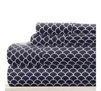 Linen Market 4 Piece Full Bedding Sheet Set (Navy Scallops) - Sleep Better Than Ever with These Ultra-Soft & Cooling Bed Sheets for Your Full Size Bed - Deep Pocket Fits 16" Mattress