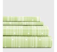 Linen Market Double-Brushed Patterned Microfiber King Sheet Set 4 Piece - Oeko-TEX Certified Ultra Soft & Wrinkle-Free - 16" Deep Pocket Sheets - Easy Care King Size - Polka Dot Moss
