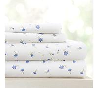 Linen Market Double-Brushed Patterned Microfiber Twin Sheet Set 3 Piece - Oeko-TEX Certified Ultra Soft & Wrinkle-Free - 16" Deep Pocket Sheets - Easy Care Twin Size - Soft Floral Light Blue