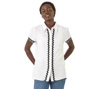 Linen Mix Ric Rac Trim Button Shirt Roman Ivory 14