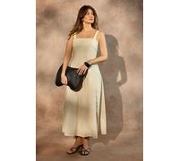 Linen Mix Seam Detail Midaxi Dress Wallis Stone 16