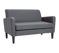 Linen Modern-Curved 2-Seat Sofa Loveseat w/ Thick Cushion Wood Legs Grey