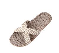 Linen Mules Women's Non-Slip Slippers Comfortable Beach Shoes Lightweight Flip Flops Toe Separator Arch Support Walking Shoes Outdoor/Indoor Slip Sandals Daily Outdoor Travel, beige, 9 UK
