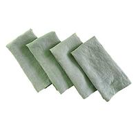 Linen Napkins - 100% French Flax - Stonewashed Pure Linen Cloth Napkins - Mitered Corners - Set of 4 (Sage Green)