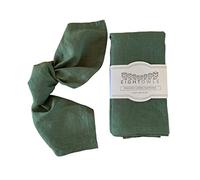 Linen Napkins -100% French Flax - Stonewashed Pure Linen Cloth Napkins - Size 18 Inch x 18 Inch - Set of 4 (Soft Rustic Green)