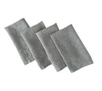 Linen Napkins - 100% Pure Stonewashed Linen Cloth Napkins - Mitered Corners - Size 50cm x 50cm - Set of 4 (Black Pinstripe)