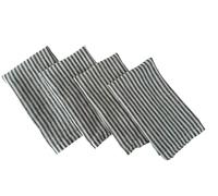 Linen Napkins - 100% Pure Stonewashed Linen Cloth Napkins - Mitered Corners - Size 50cm x 50cm - Set of 4 (Charcoal Stripe)