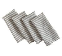 Linen Napkins - 100% Pure Stonewashed Linen Cloth Napkins - Mitered Corners - Size 50cm x 50cm - Set of 4 (Gray Stripe)