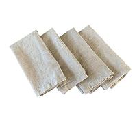 Linen Napkins - 100% Pure Stonewashed Linen Cloth Napkins - Mitered Corners - Size 50cm x 50cm - Set of 4 (Natural)