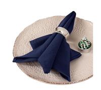 Linen Napkins 64Pcs Napkin Cloths Dark Green 30x45cm Cotton Fabric Serviette Kitchen Tea Table Towels For Farmhouse Wedding Decoration(Blue)