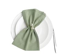 Linen Napkins 64Pcs Napkin Cloths Dark Green 30x45cm Cotton Fabric Serviette Kitchen Tea Table Towels For Farmhouse Wedding Decoration(Light green)