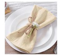 Linen Napkins 8pcs Cotton Napkins 40X40CM Plain Washed Cotton Towel Dining Place Mats Wedding Party Restaurant Kitchen Cloths Table Decor(8pcs Beige)