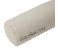 Linen Neck Roll Pillowcase Cylinder Bolster Pillowcase with Zipper, (Cover Only),Breathable Round Cervical Pillow Cover, Washable Cover for Cervical Roll Pillow(Beige, 7x19.6in/18x50cm)
