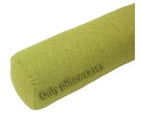 Linen Neck Roll Pillowcase Cylinder Bolster Pillowcase with Zipper, (Cover Only),Breathable Round Cervical Pillow Cover, Washable Cover for Cervical Roll Pillow(Green, 7x19.6in/18x50cm)