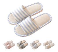 Linen Non Slip Slippers Men,Flat Sliders Men,Dual-Color Stripe Slides,Wear-Resistant Quiet Slides,House Daily Wear,Breathable Comfort Sandals,Spring Lightweight Sandals,Casual Indoor