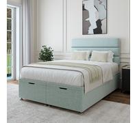 Linen Ottoman Divan Base And Lined Headboard Bedmaster Duck Egg Blue Small Double