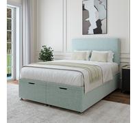 Linen Ottoman Divan Base And Plain Headboard Bedmaster Duck Egg Blue Small Double