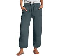 Linen Pants Women's Summer Nine Quarter Muslim Pants Lightweight Linen Summer Trousers with Pockets Casual Trousers Elastic and Comfortable Fabric Pant Sports and Leisure Beach