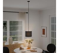 HOMCOM Linen Pendant Light, E27 Lampshade for Living Room, Bedroom, Black