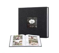 Linen Photo Album - 8.58"×8.78"×1.95" Fabric-Cover Memory Book, Holds 200 4x6 Photos, Elegant Scrapbook for Family Travel Memories, Home Decor & Gift (Black)