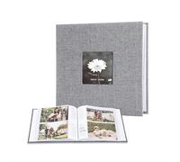 Linen Photo Album - 8.58"×8.78"×1.95" Fabric-Cover Memory Book, Holds 200 4x6 Photos, Elegant Scrapbook for Family Travel Memories, Home Decor & Gift (Gray)