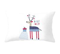 Linen Pillow Covers Rustic Outdoor Patio Cushion Covers Replacement Sectional White Pillow Covers For Summer Cushion Cover Indian Style Cartoon Elk Gift Box "Holly Jolly" 30x50 cm