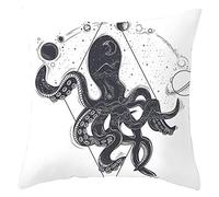 Linen Pillow Covers Zippered King Patio Sofa Cushion Covers Replacement White Pillow Covers Farmhouse Cushion Cover Printed Octopus Pattern Throw Pillow Covers Sofa Decor 40x40 cm