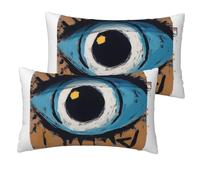 Linen Pillowcase Set of 2, Standard Size 20" x 12" Pillow Case, Soft Pillowcases Evil Eye Decorative Throw Pillow Covers Luxury Cushion Cover for Home Couch Pillow Sham