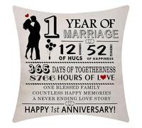 Linen pillowcase set printed with wedding anniversary milestones including years and days, suitable for couples and family decorations (#1)