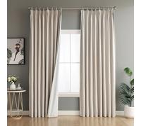 Linen Pinch Pleated Blackout Curtains - Full Room Darkening Drapes for Living Room & Bedroom 52"x84" Panel with Pin Hooks Elegant Window Shades Energy Efficient Noise Reducing.