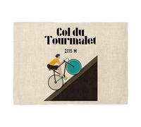 Linen Placemat - Col du Tourmalet Bicycle France Cycling Tour Race Pyrenees - Large Format 40 x 28.5 cm