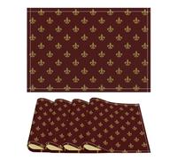 Linen Placemats Set of 4,Fleur De Lis Heat-Resistant Place Mats Washable Table Mats for Kitchen Dining Party 12x18 in