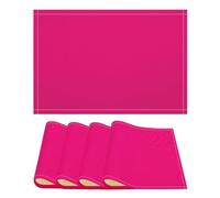Linen Placemats Set of 4,Neon Pink Bright Heat-Resistant Place Mats Washable Table Mats for Kitchen Dining Party 12x18 in