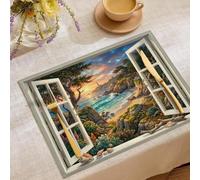 Linen Placemats Set of 4, Retro Clouds Table Mats - Gray-Blue