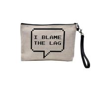 Linen Pouch - Arcade Retro Gaming Video Games Humour Joke Geek Culture - Linen Look Canvas Make-Up Bag - Toiletry Bag - Coin Purse, Blame The Lag, 23.5 x 15 cm, Makeup Bag