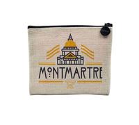 Linen Pouch - Art Deco Creation Modern 1930 1920 Monument Art Deco Luxury Canvas Make-Up Bag - Linen Look - Toiletry Bag - Coin Purse, Montmartre, 15 x 10 cm, Makeup Bag