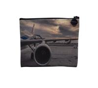 Linen Pouch - Aviation Airport Civil Airport Military Passion Medium Courier - Linen Look Canvas Makeup Bag - Toiletry Bag - Coin Purse, Reactor, 15 x 10 cm, Makeup Bag