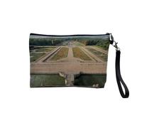 Linen Pouch - Best Photos of Chateau France Renaissance Medieval Versaille Chambord Collection - Linen Look Canvas Makeup Bag - Toiletry Bag - Coin Purse, Vaux Garden, 23.5 x 15 cm, Makeup Bag