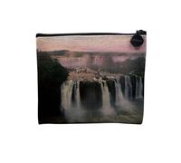Linen Pouch - Brazil Cities Beaches Rio Holidays Carnival - Linen Look Makeup Bag - Toiletry Bag - Coin Purse, Iguazu, 15 x 10 cm, Makeup Bag
