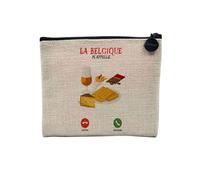 Linen Pouch - Call Telephone Passion Travel Decroche Humour Tourism Africa Asia Europe Tradition - Linen Look Canvas Make-Up Bag - Toiletry Bag - Coin Purse, Belgium Gastronomy, 15 x 10 cm, Makeup Bag
