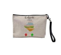 Linen Pouch - Call Telephone Passion Travel Decroche Humour Tourism Africa Asia Europe Tradition - Linen Look Canvas Make-Up Bag - Toiletry Bag - Coin Purse, Algeria 3, 23.5 x 15 cm, Makeup Bag