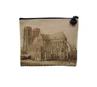 Linen Pouch - Cathedrale Notre Dame De Paris 1860 Rare Photo Vintage Antique - Linen Look Canvas Make-Up Bag - Coin Purse - 15 x 10 cm, Notre Dame, 15 x 10 cm, Makeup Bag